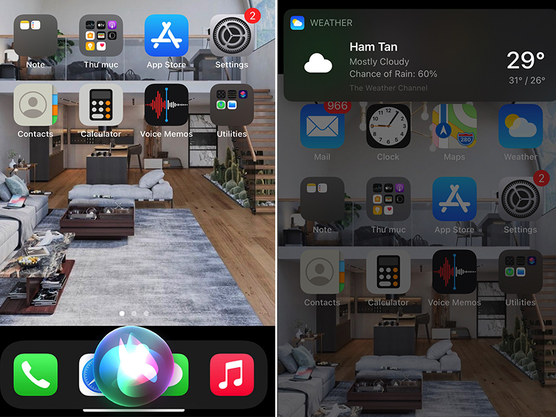 Sau khi gọi Siri thì bạn chỉ cần nói Weather là có thể xem được thời tiết